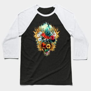 Floral Skull Vivid Baseball T-Shirt